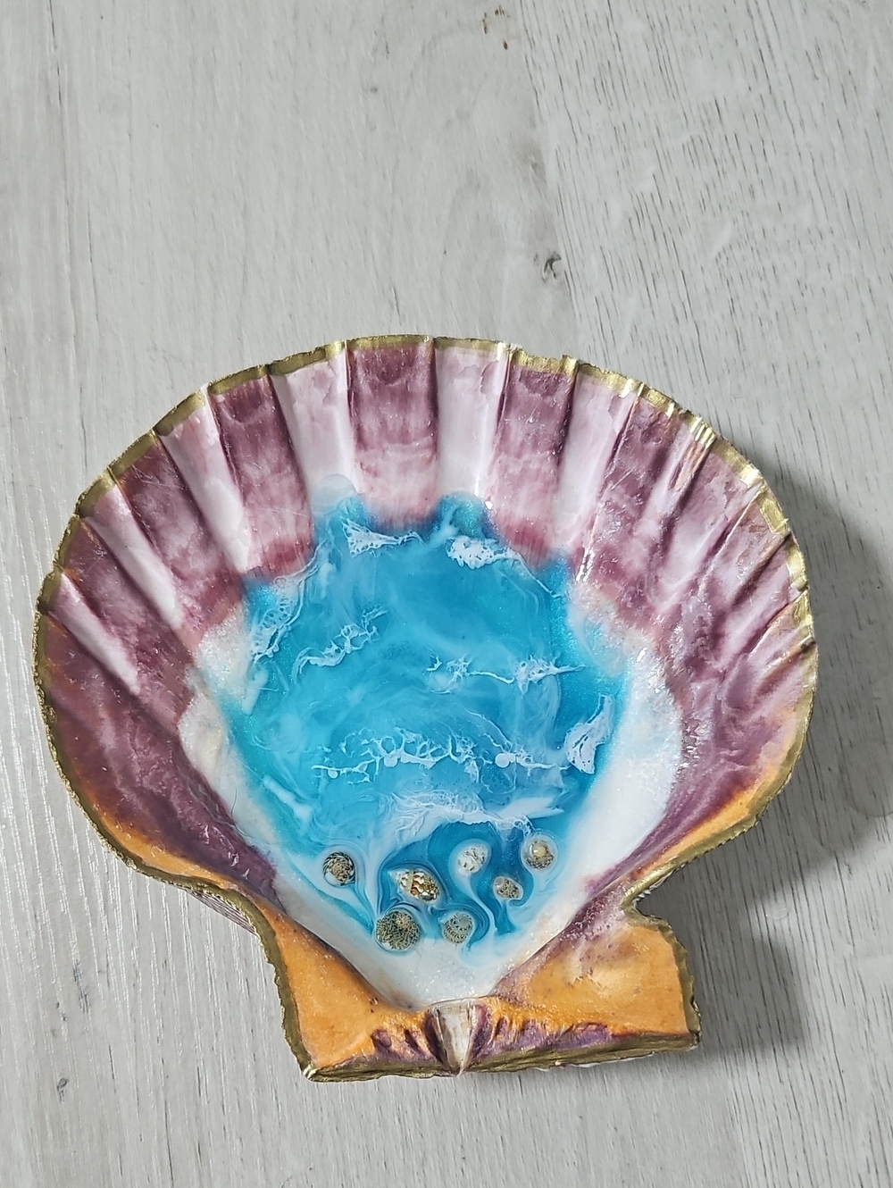 Handmade Scallop And Resin Tray - Decorative Home Art